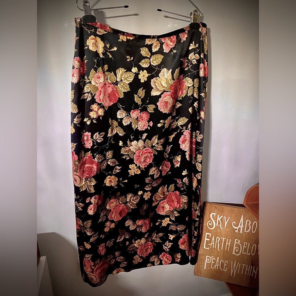 The Limited Black Floral 100% silk maxi